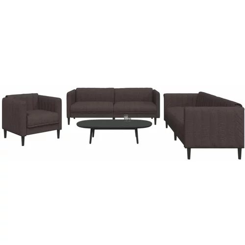  3-dijelni set sofa tamnosmeđi od tkanine