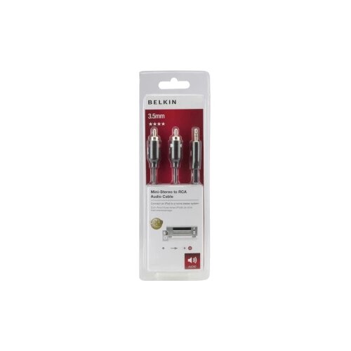Belkin F3Y116bt2M cinch / klinker avdio priključni kabel [2x moški cinch konektor - 1x 3\,5 mm banana moški konektor] 2.00 m črna pozlačeni konektorji, (20431822) Cene