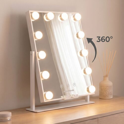  Nagibno toaletno ogledalo z LED osvetlitvijo Hollywood Glarisse InnovaGoods 12 Žarnice Slike