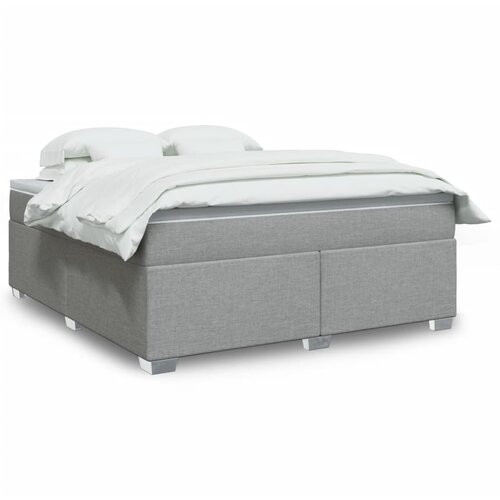 VidaXL Box spring postelja z vzmetnico svetlo siva 180x200 cm blago Slike