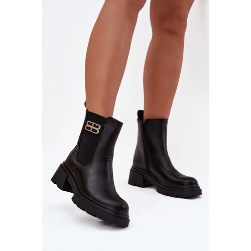 Boto Women&amp;#039;s ankle boots with gold detail insulated black Serene Slike