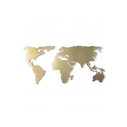 WALLXPERT Zidna dekoracija Mapa svijeta Silueta XL, 85x170cm, Zlatne boje Cijene