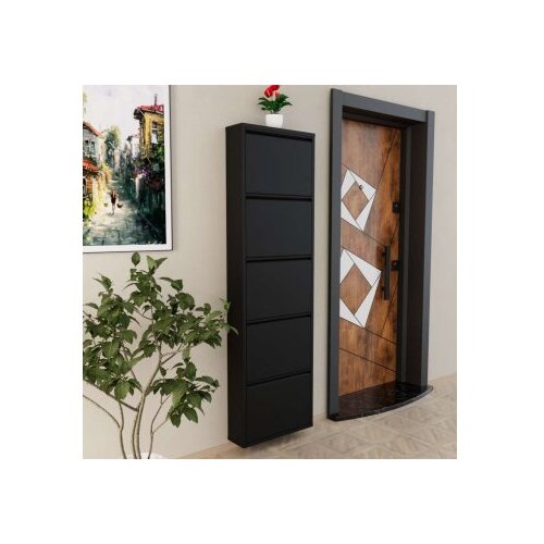 Hanah home ormar za cipele 5 piece metal black Slike