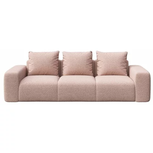 MESONICA Svetlo rožnata sedežna garnitura iz tkanine bouclé 287 cm Feiro –