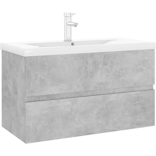 vidaXL Omarica za umivalnik z vgradnim umivalnikom betonsko siva, (20716234)
