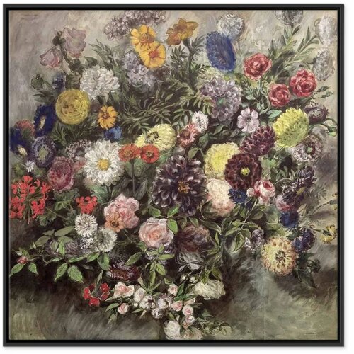  Slika - Eug&amp;egrave;ne Delacroix &amp;ndash; Bouquet of Flowers 80x80 U crnom drvenom okviru Slike
