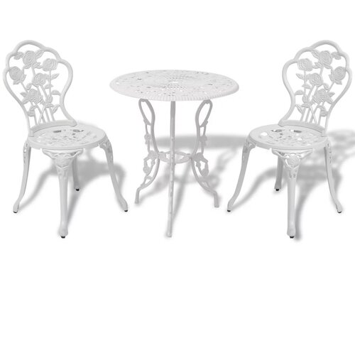 Bistro 3-dijelni bistro set od lijevanog aluminija bijeli Cijene