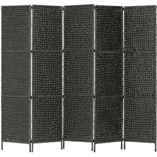 vidaXL Sobna pregrada s 5 panela crna 193 x 160 cm od vodenog zumbula Cene