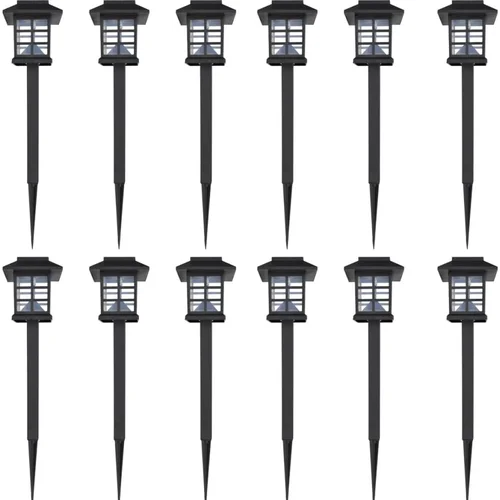  set zunanjih solarnih led svetilk s konico 12 kosov 8,6 x 8,6 x 38 cm - zunanja svetilka, (21749898)