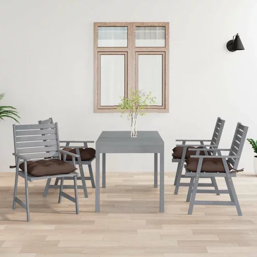  Zunanji jedilni stoli z blazinami 4 kosi trden akacijev les, (20659256)