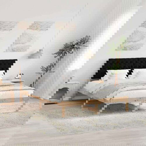 vidaXL Posteljni okvir z oblazinjenim vzglavjem Rjava 150 x 200 cm Cene