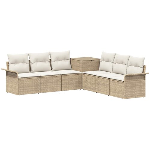 Set sofe 7 kom. Bež i krem bijela Poli Rattan i čelik Slike