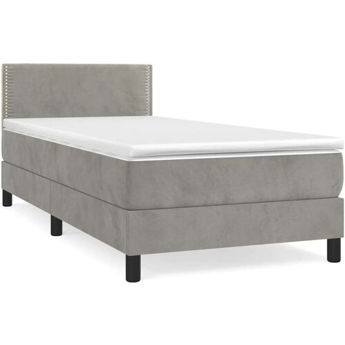 Box spring krevet s madracem svjetlosivi 90x190 cm bar&amp;scaron;unasti Slike