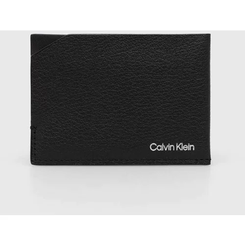 Calvin Klein Usnjen etui za kartice moški, črna barva