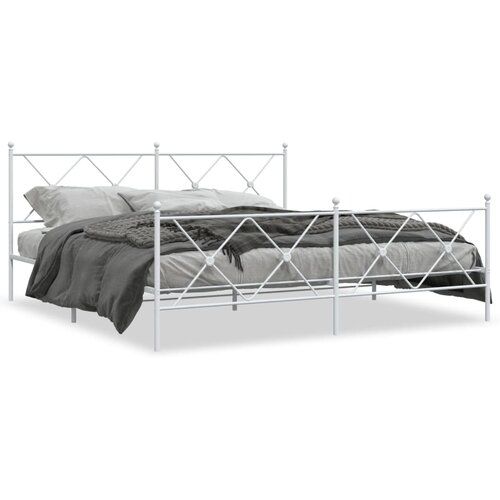  The Living Store Kovinski posteljni okvir z vzglavjem in vznožjem bel 180x200 cm - Posteljni Okvir, (21440336) Slike