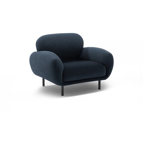 Micadoni Temno moder fotelj iz tkanine boucl&amp;eacute; Poppy &amp;ndash; Slike