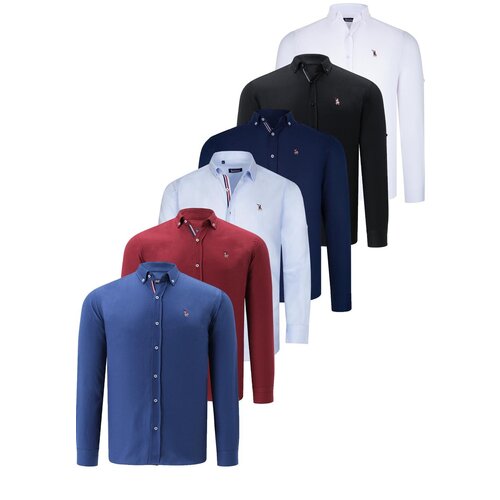 Dewberry SIX SET G674 MENS SHIRTS-BLACK-WHITE-NAVY BLUE-LIGHT BLUE-BURGUNDY-INDIGO Cijene