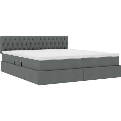  Krevet s od storage Tamno siva 180 x 200 cm Lažna koža - Tamno siva 180 x 200 cm Dizajn s jastučićima Slike