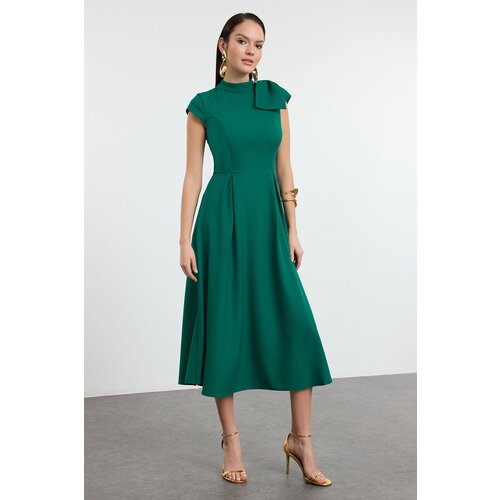 Trendyol Green A-Line Pleated Woven Dress Slike