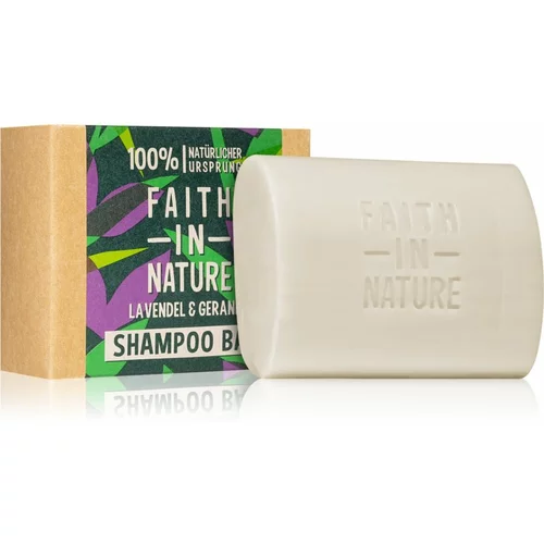 FAITH IN NATURE Lavender & Geranium organski čvrsti šampon s lavandom 85 g