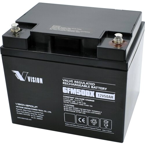 Vision Akkus 6FM50DX svinčeni akumulator 12 V 50 Ah svinčevo-koprenast (&amp;Scaron; x V x G) 197 x 170 x 165 mm M6-vijačni priklop brez vzdrževanja, obstojnostni cikel, (20437079) Slike