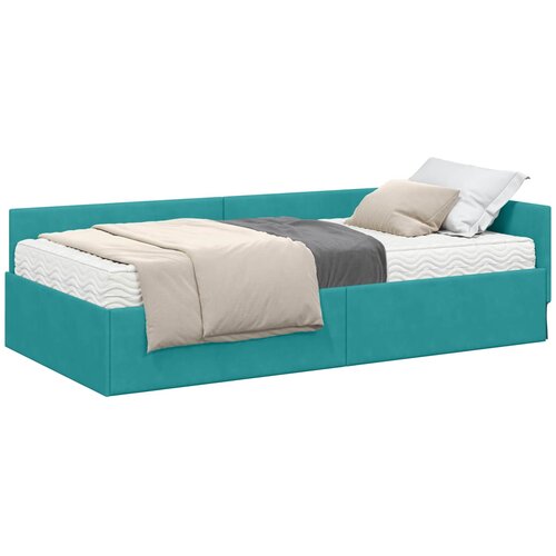 vidaXL Kotni okvir postelje z matrico Drugo 2 pcs Zelena Žamet, (5000123322) Cene