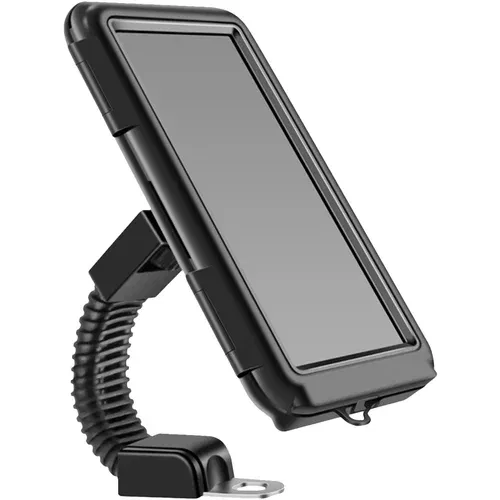 LINQ Nosilec za motorno kolo za pametni telefon od 4,7'' do 6,8'' z vodoodpornim ohišjem, nastavkom za ogledalo in vrtljivim za 360°, - crn, (20649951)
