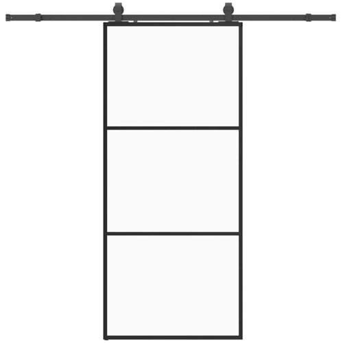  Klizna vrata s priborom crna 90 x 205 cm od ESG stakla Slike
