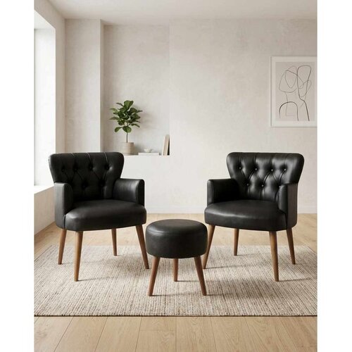 Atelier Del Sofa Az-2Rom-Cvz set od 2 fotelje i taburea, crna Cene