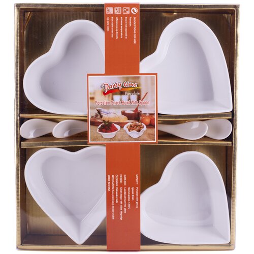 Diker HOME Set porcelanskih činija sa ka&scaron;ikicama, 11x11cm, 4 komada, Beli Cene