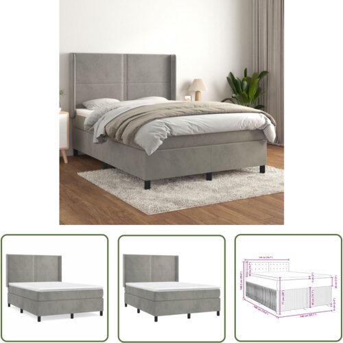 The Living Store Box spring postelja z vzmetnico svetlo siva 140x200 cm žamet - Box Spring Postelja, (21737270) Cene