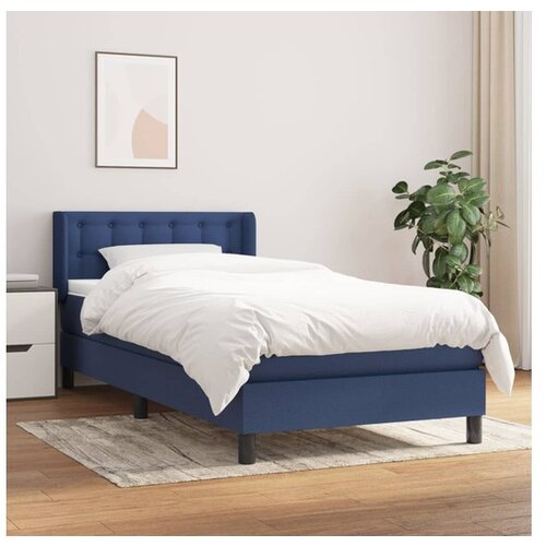 VidaXL Box spring postelja z vzmetnico modra 90x190 cm blago Slike