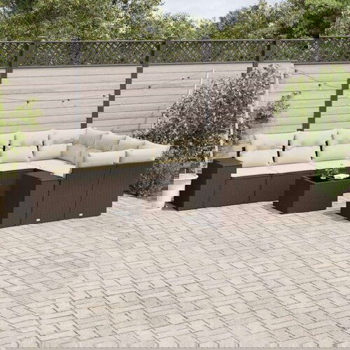  10-dijelni set vrtnih sofa od poliratana s jastucima smeđi Cijene