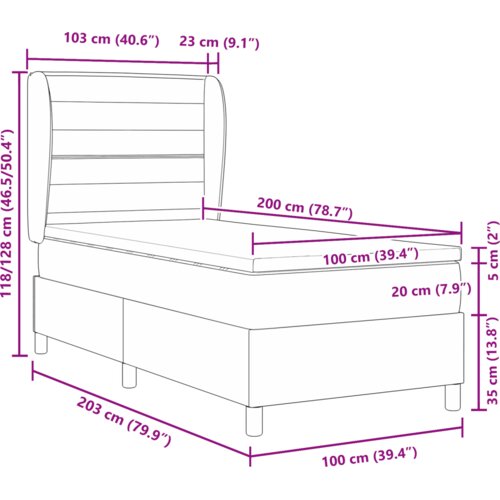 Box Spring Krevet s madracem u Taupe 100x200 cm Tkanina Slike