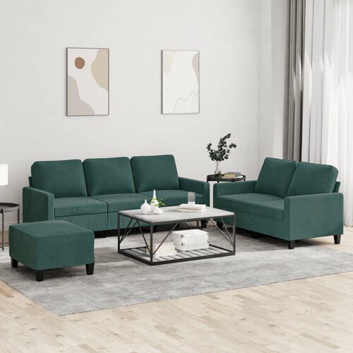  3-dijelni set sofa s jastucima tamnozeleni bar&scaron;unasti Cijene