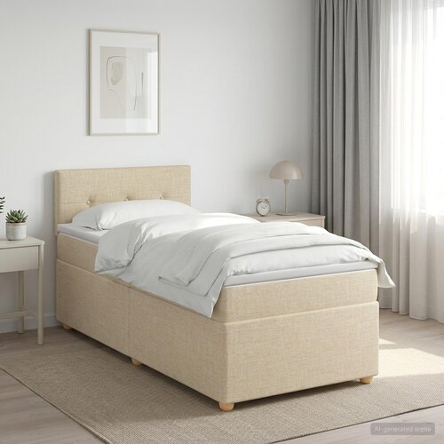  Boxspring krevet s madracem Krem 100 x 200 cm Tkanina 100 x 200 x 100.5 cm Cene