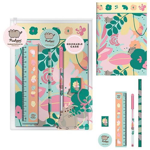 Pusheen Set &amp;scaron;kolskog pribora Botanical - bilježnica A5, olovka, kemijska, ravnalo, gumica i &amp;scaron;iljilo Slike