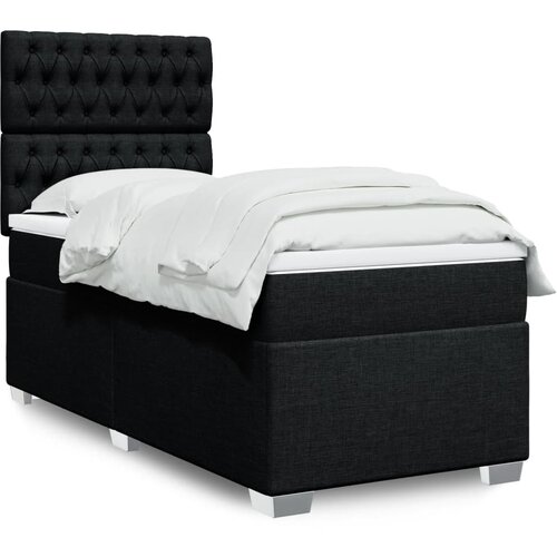 vidaXL Box spring postelja z vzmetnico črna 100x200 cm blago Cene