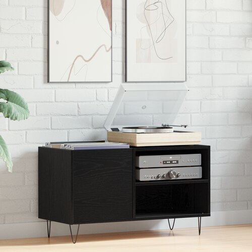 VidaXL kabinet za vinile Crni hrast Konstruirano drvo Srednji LP kabinet Slike