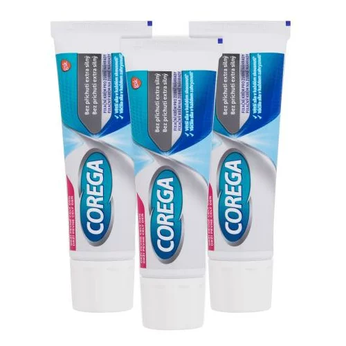 Corega Flavourless Extra Strong Set krema za fiksiranje zobne proteze 3 x 40 g unisex