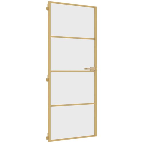 vidaXL Notranja vrata ozka zlata 83x201,5cm kaljeno steklo in aluminij, (20983239) Cene
