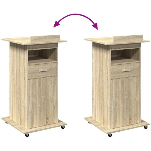  Govornica s kotačima i ladicom boja hrasta 55x55x107 cm drvena Slike