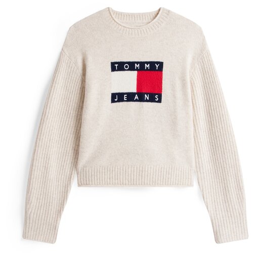 Tommy Jeans Pulover progasto bež / marine / rdeča / bela Slike