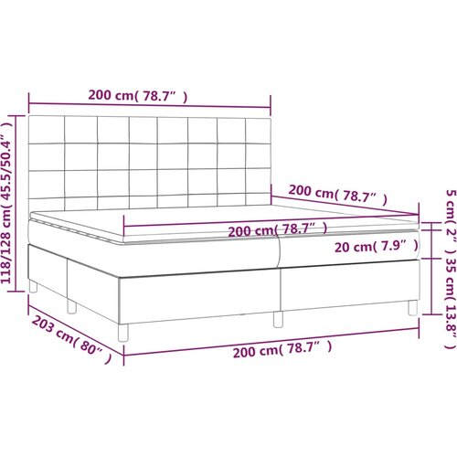  Krevet s oprugama i madracem crni 200x200 cm od tkanine Slike