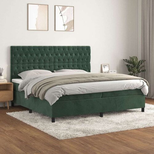  Box spring postelja z vzmetnico temno zelena 200x200 cm žamet, (20761193) Slike