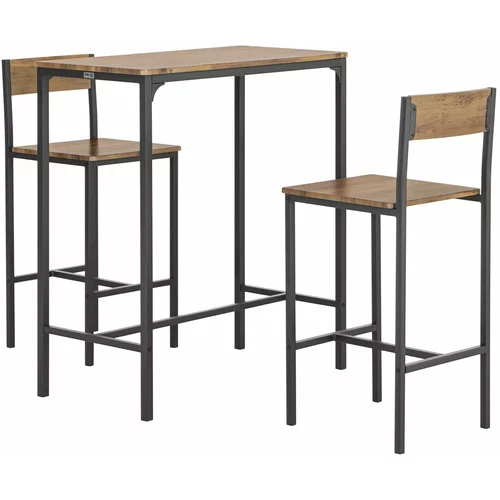 SoBuy komplet barske mize z dvema stoloma z vzorcem iz češnjevega lesa v industrijskem slogu, (20814600)