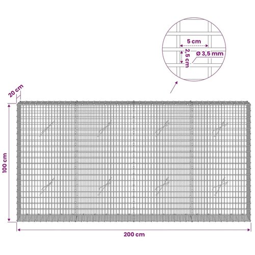  Gabion s žicom debljine 3 5 mm i mrežom 5x2 5 cm 200x20x100 cm - 20 cm 100 cm 200 cm Slike
