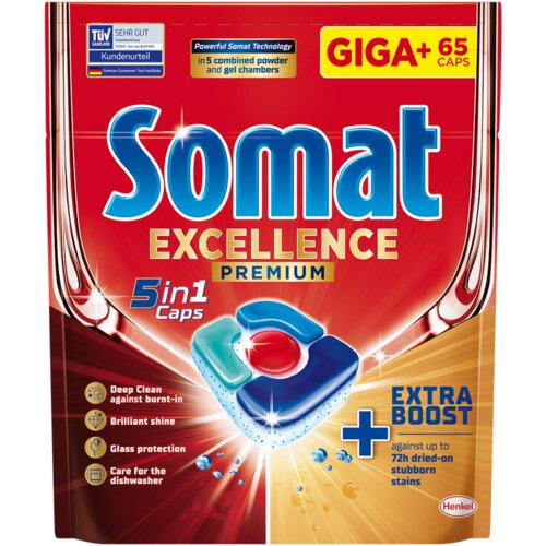 Somat Excellence Premium 5in1 tablete za strojno pranje posuđa 65kom Slike