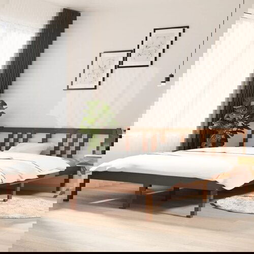 Furnova Posteljni okvir medeno rjav iz trdnega lesa 150x200 cm, (21938711) Slike