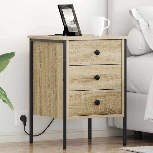 VidaXL Nočna omarica s predalom 2 pcs sonoma hrast 42 x 41 x 61 cm Slike